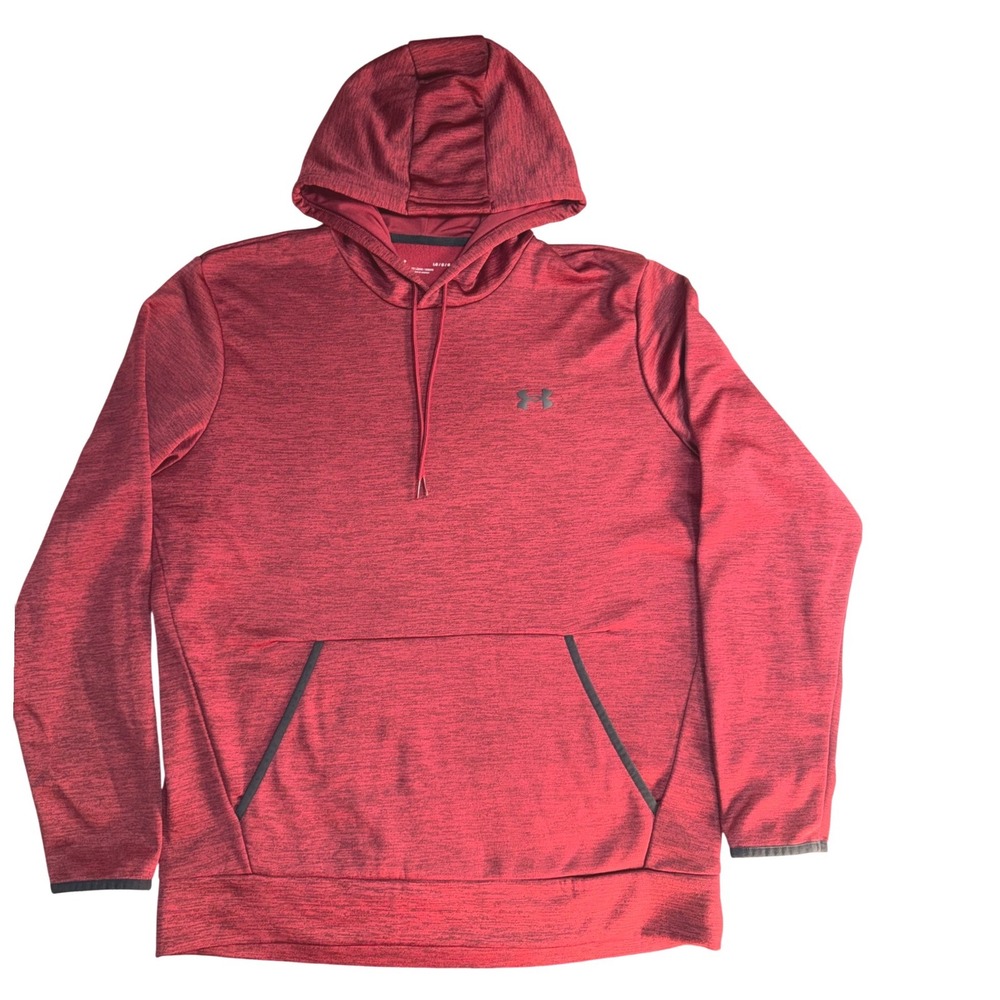Under Armour Mens Loose Fit Heathered Red Fleece Hoodie Pullover Large